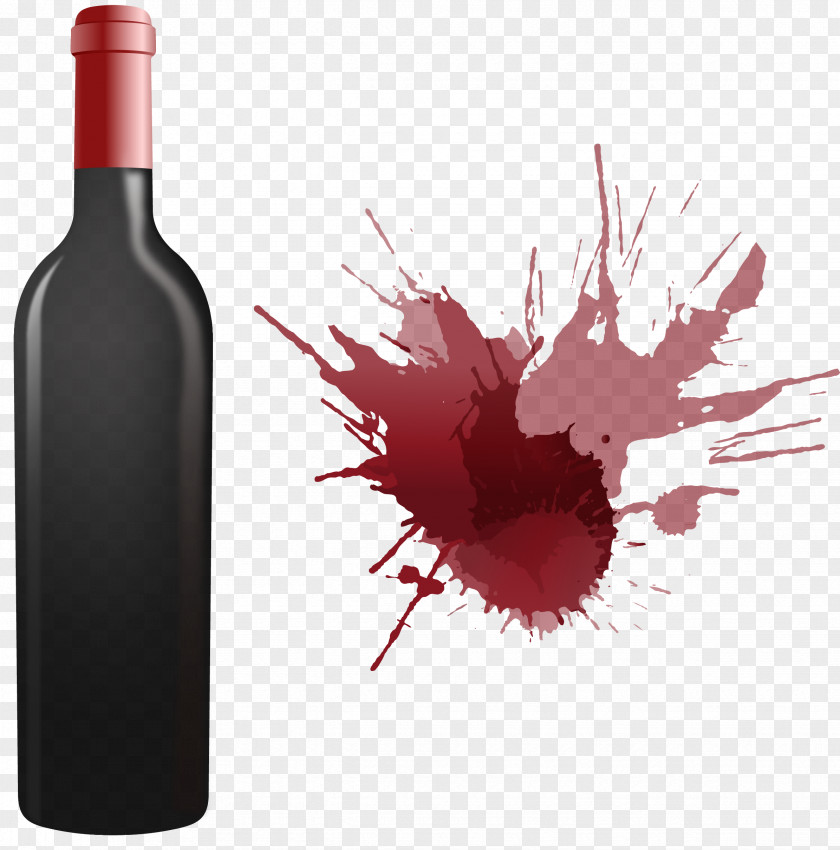 Vector Hand Painted Red Wine Stain Bottle PNG
