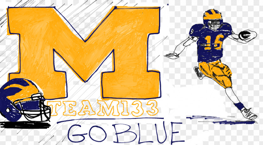 Michigan Football Go Blue Illustration Drawing Sports Sketch Doodle PNG