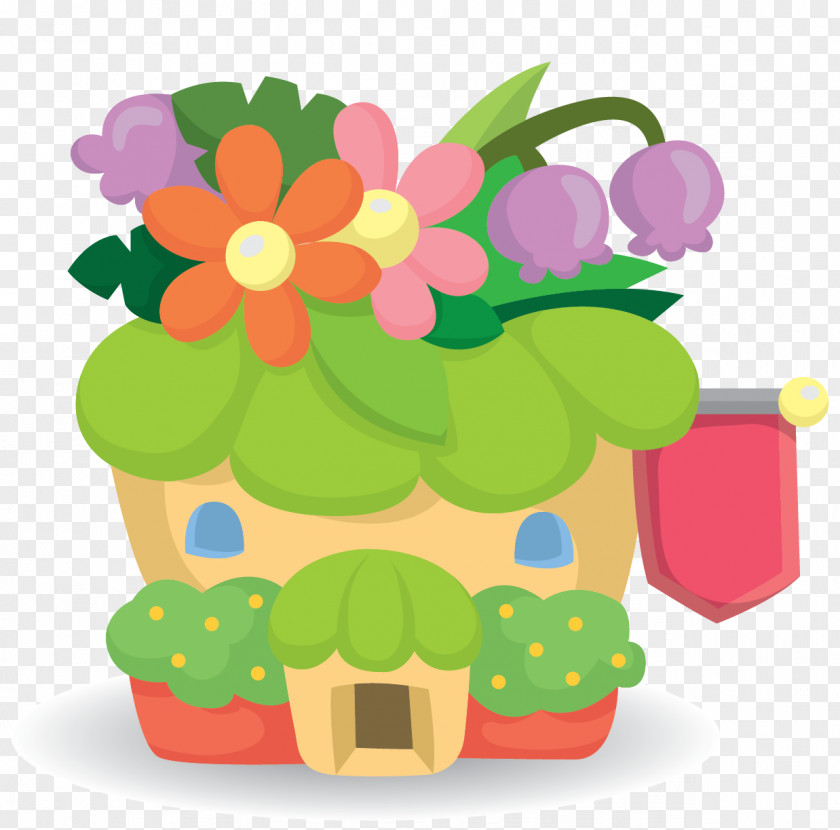 Flower House Cartoon Architecture Architectural Model PNG