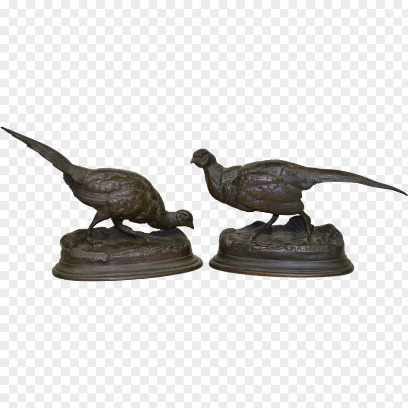 Water And Ink Rockery Bronze Sculpture Pheasant Statue PNG