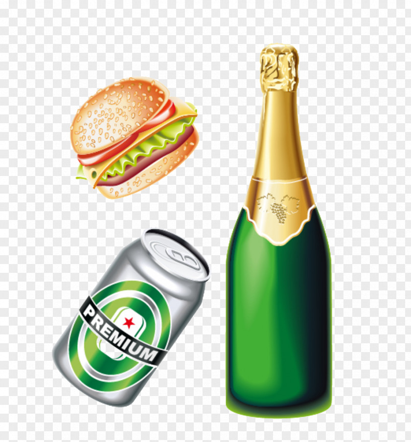 Beer Hamburg Champagne Bottle Wine Hamburger PNG