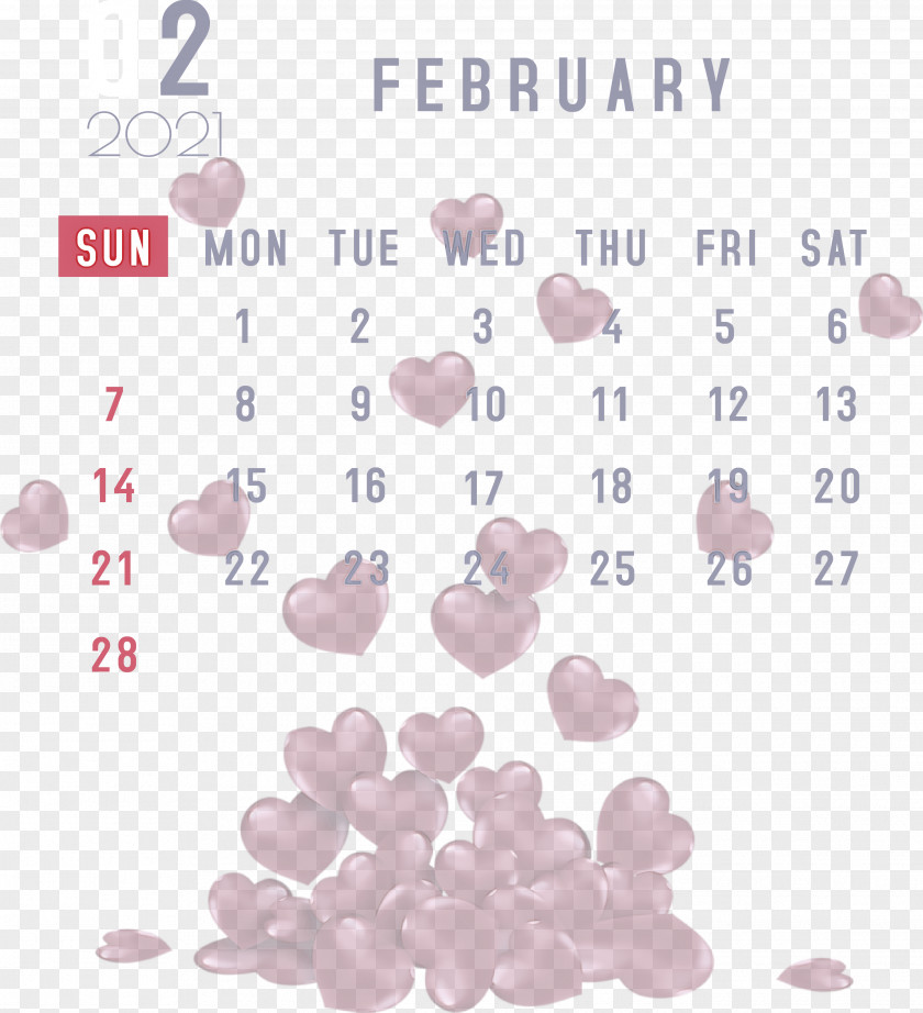 February 2021 Printable Calendar PNG