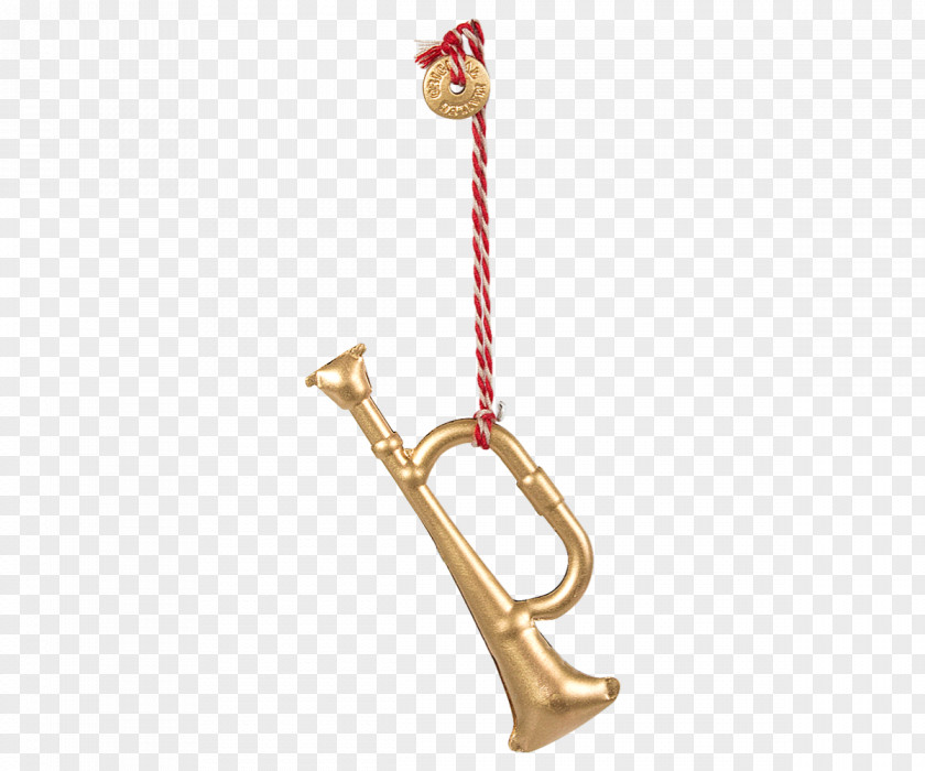 Trumpet Metal Julepynt Gold Christmas Box PNG