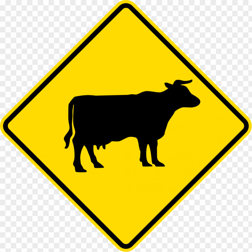 Cattle Warning Sign Traffic Road Livestock PNG