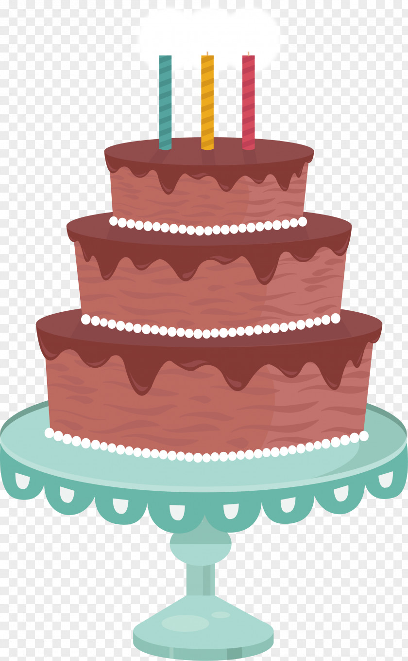 Three Layers Of Chocolate Cake Layer Birthday Cream Wedding PNG