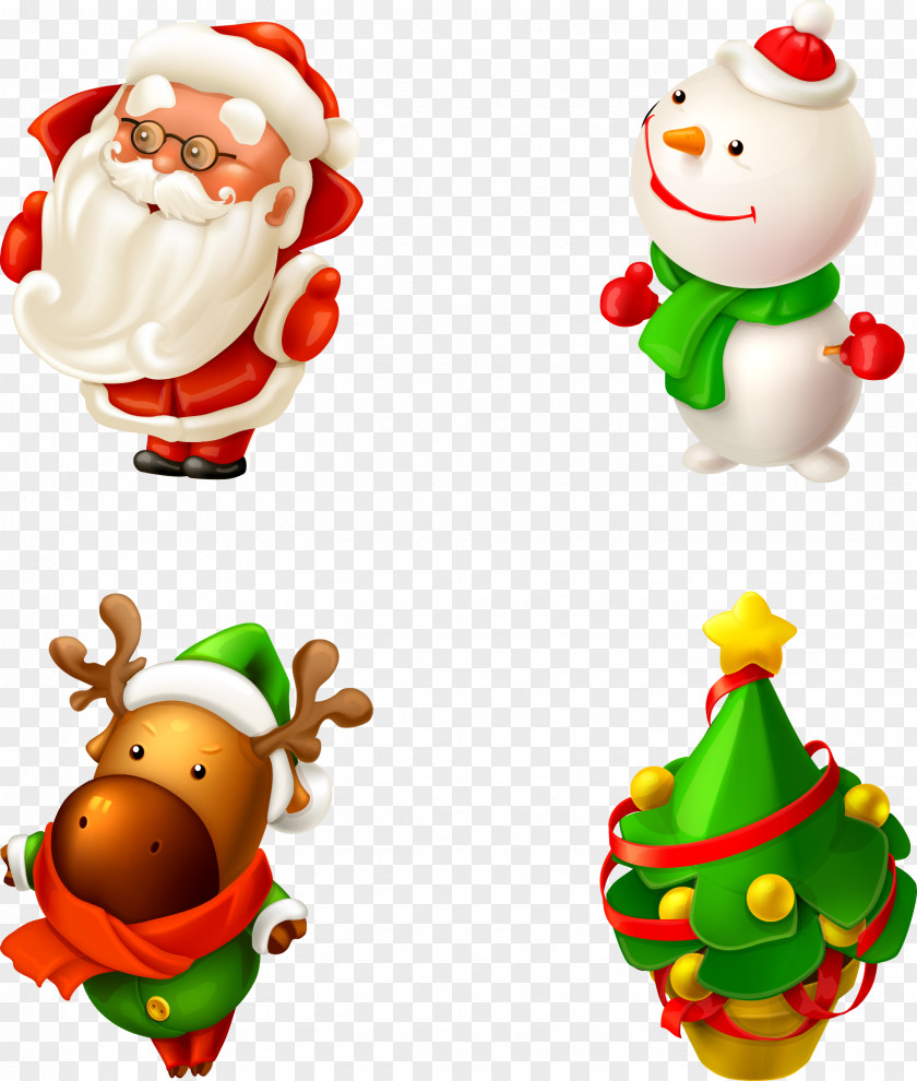 Christmas Snowman And Tree Santa Claus Icon PNG