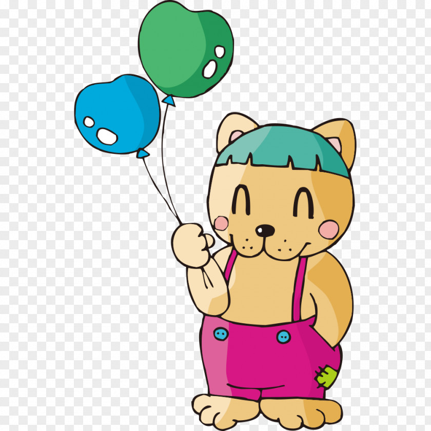 Holding Balloons Cartoon Cat Balloon Illustration PNG