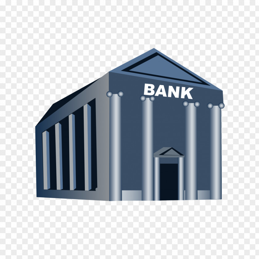 Hand-painted Bank Building Architecture PNG