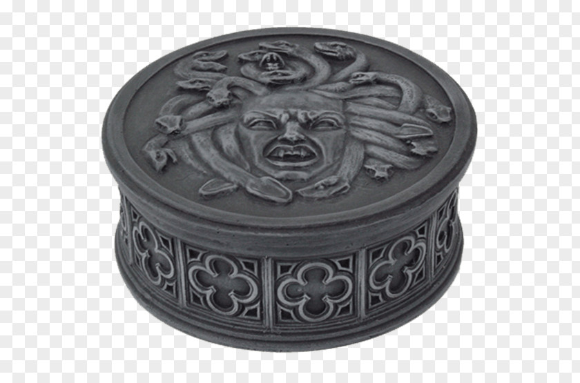 Trinket Metal Box Moon Stone Carving Pentagram PNG