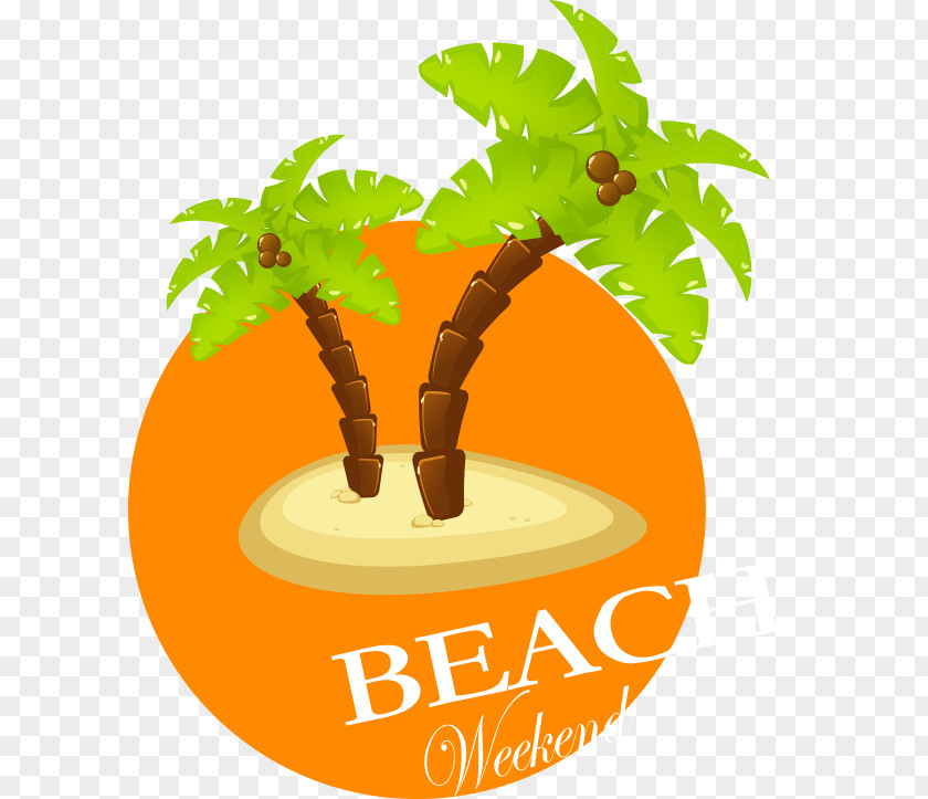 Vector Cartoon Vacation Coconut Tree Ice Cream Clip Art PNG