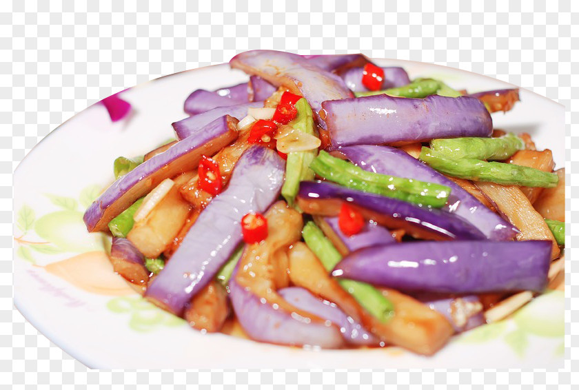 Eggplant Beans Sweet And Sour Side Dish Vegetable Fried With Chinese Chili Sauce PNG