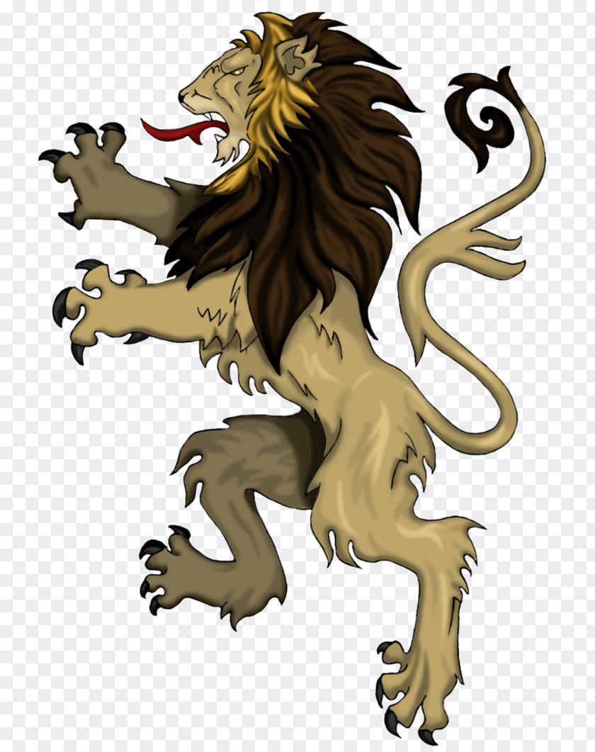 Rampant Lion Supporter Heraldry Crest Art PNG