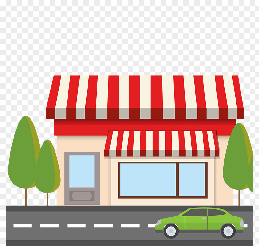 Flat Red Shop With Road Vector Euclidean PNG