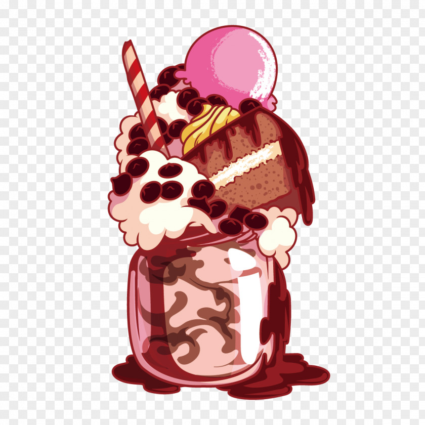 Vector Milk Chocolate Ice Cream Milkshake Cocktail Cake PNG