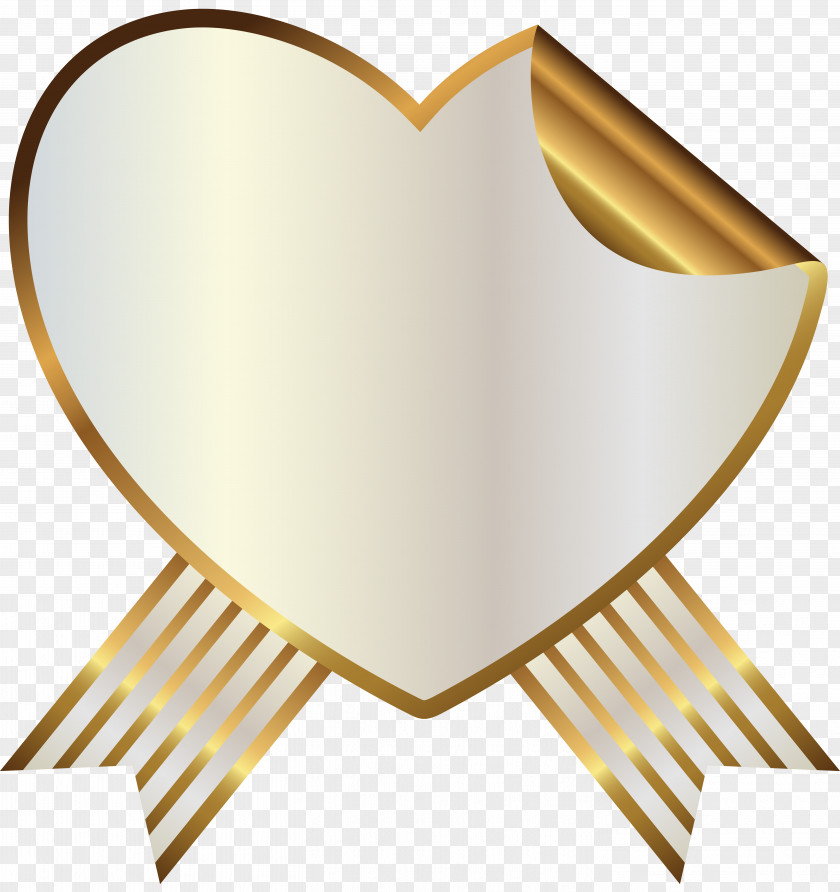 Gold Heart Ribbon Seal Clip Art PNG