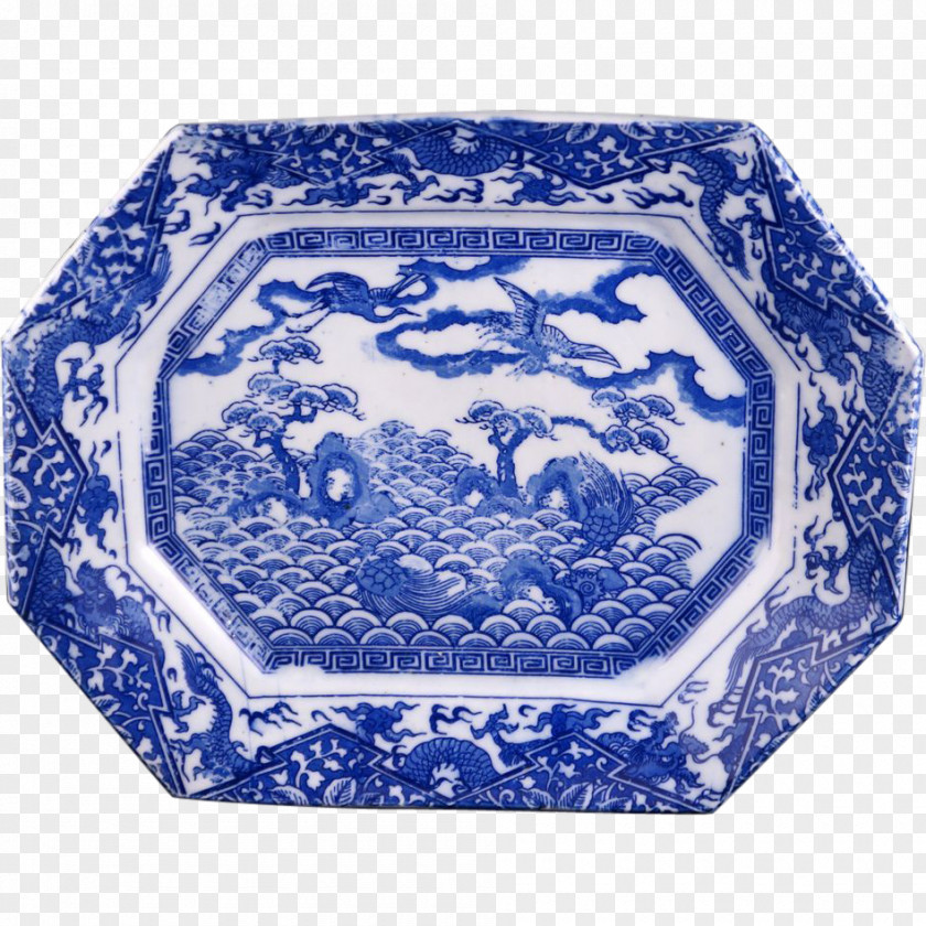 Plate Tableware Platter Cobalt Blue Porcelain PNG