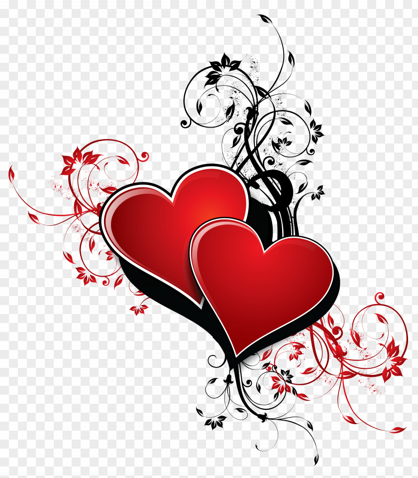 Hearts With Decor PNG Clipart Picture Valentine's Day Poster Gift Paper Holiday PNG