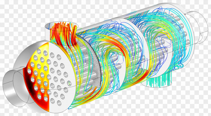 Heat Transfer Shell And Tube Exchanger Simulation PNG