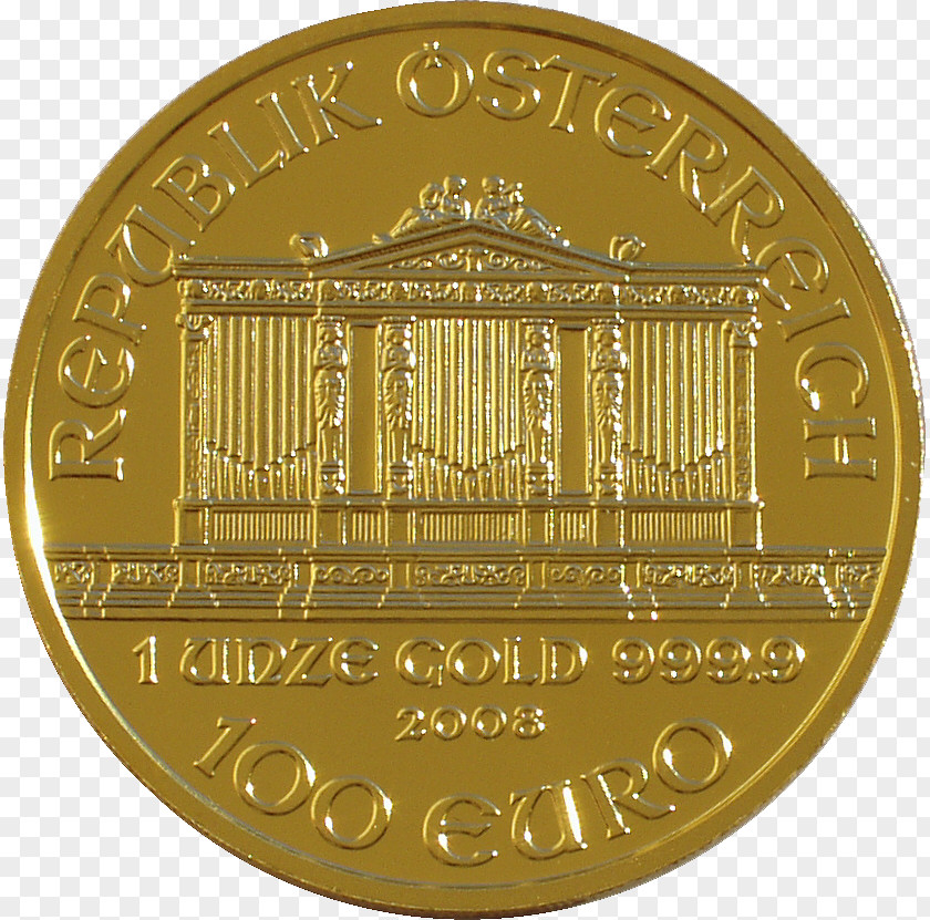 Coin Gold Austrian Silver Vienna Philharmonic Troy Ounce PNG