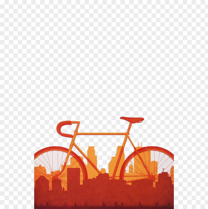 Orange Bike Poster Mockup Graphic Design PNG