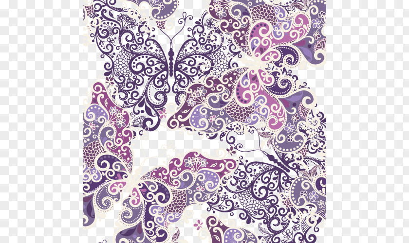 Butterfly Pattern Shading Paisley PNG