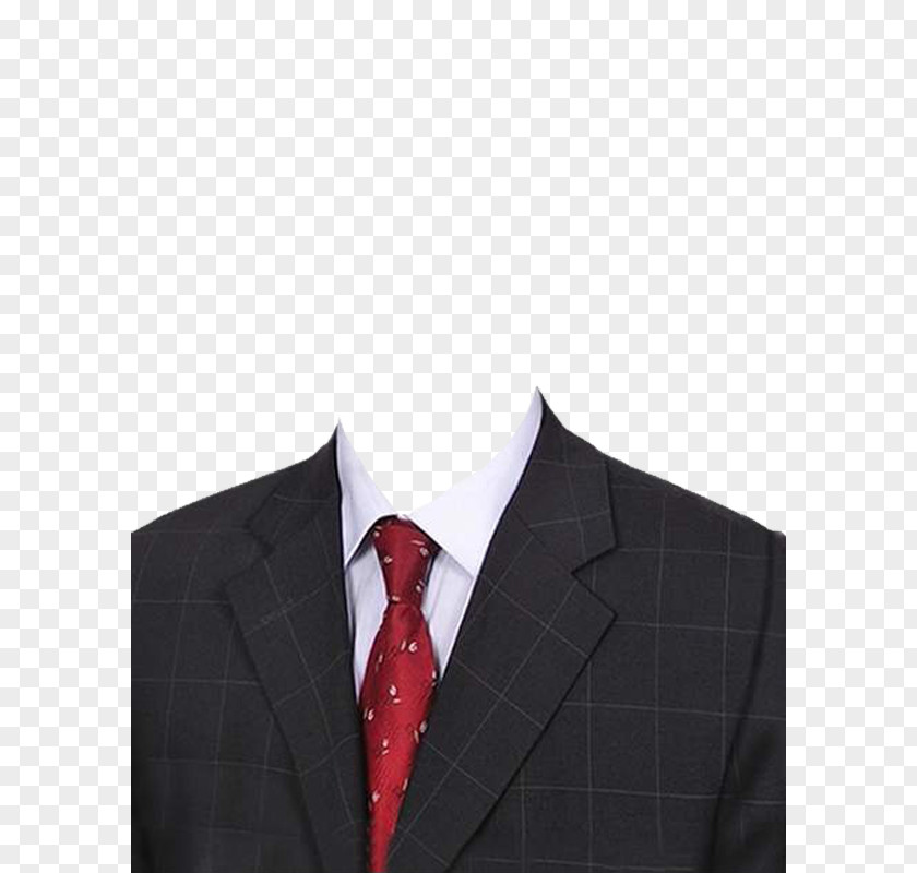 Checkered Suit And Red Tie Necktie PNG
