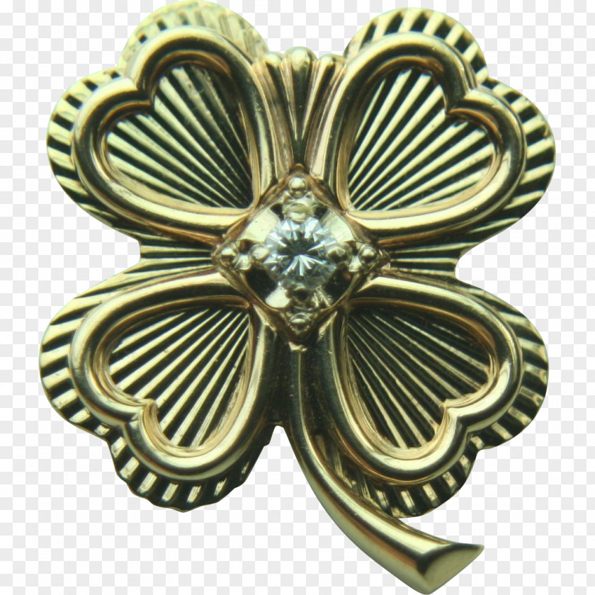 Four Leaf Clover Shamrock Gold Four-leaf Brooch Pin PNG