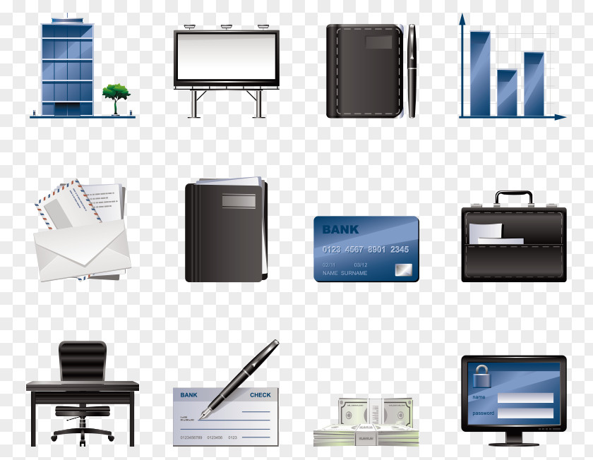 Laptop Etc. Building Business Office Supplies Icon PNG