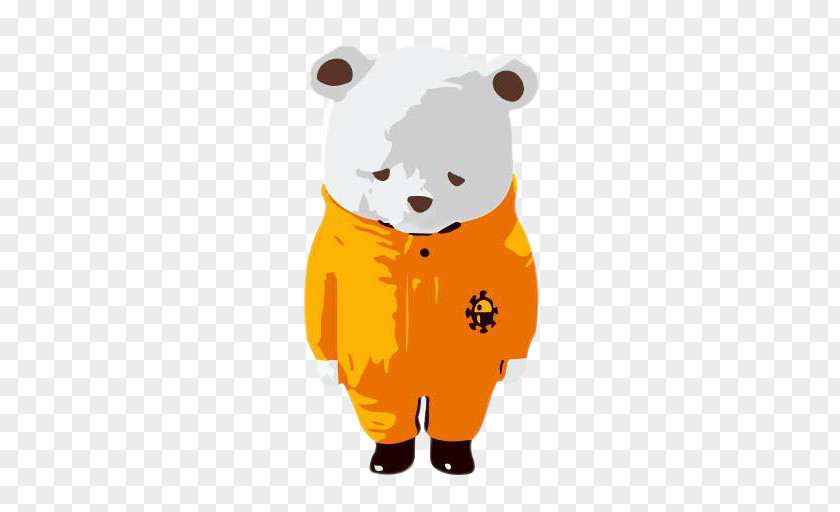 Small Polar Bear Wearing An Orange Jacket Coat PNG