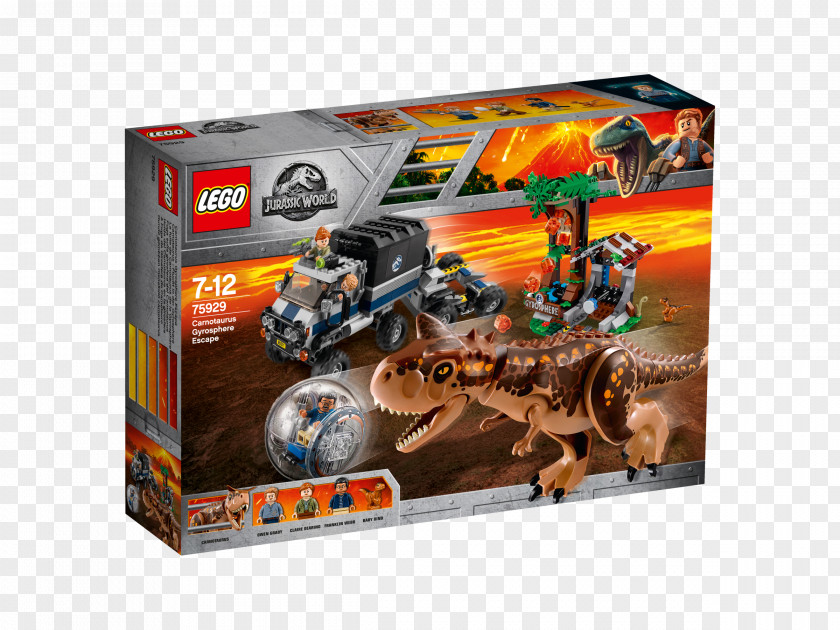 Toy Lego Jurassic World Carnotaurus Gyrosphere Escape 75929 Owen PNG
