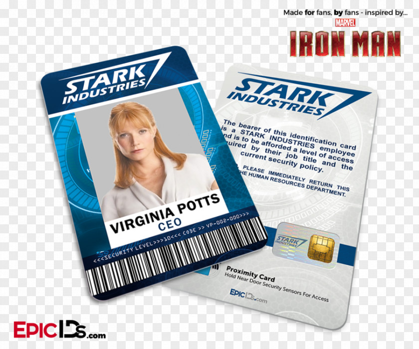 Stark Industries Pepper Potts Iron Man Business Cards Identity Document PNG