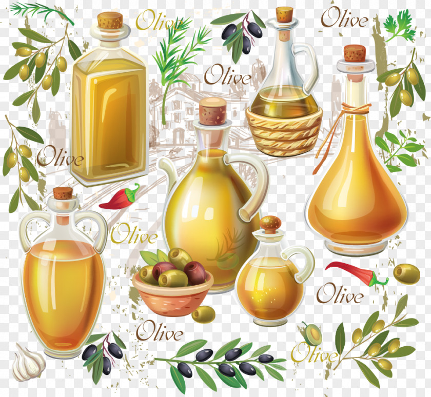 Vector Olive Oil And Fruit Soybean Food PNG