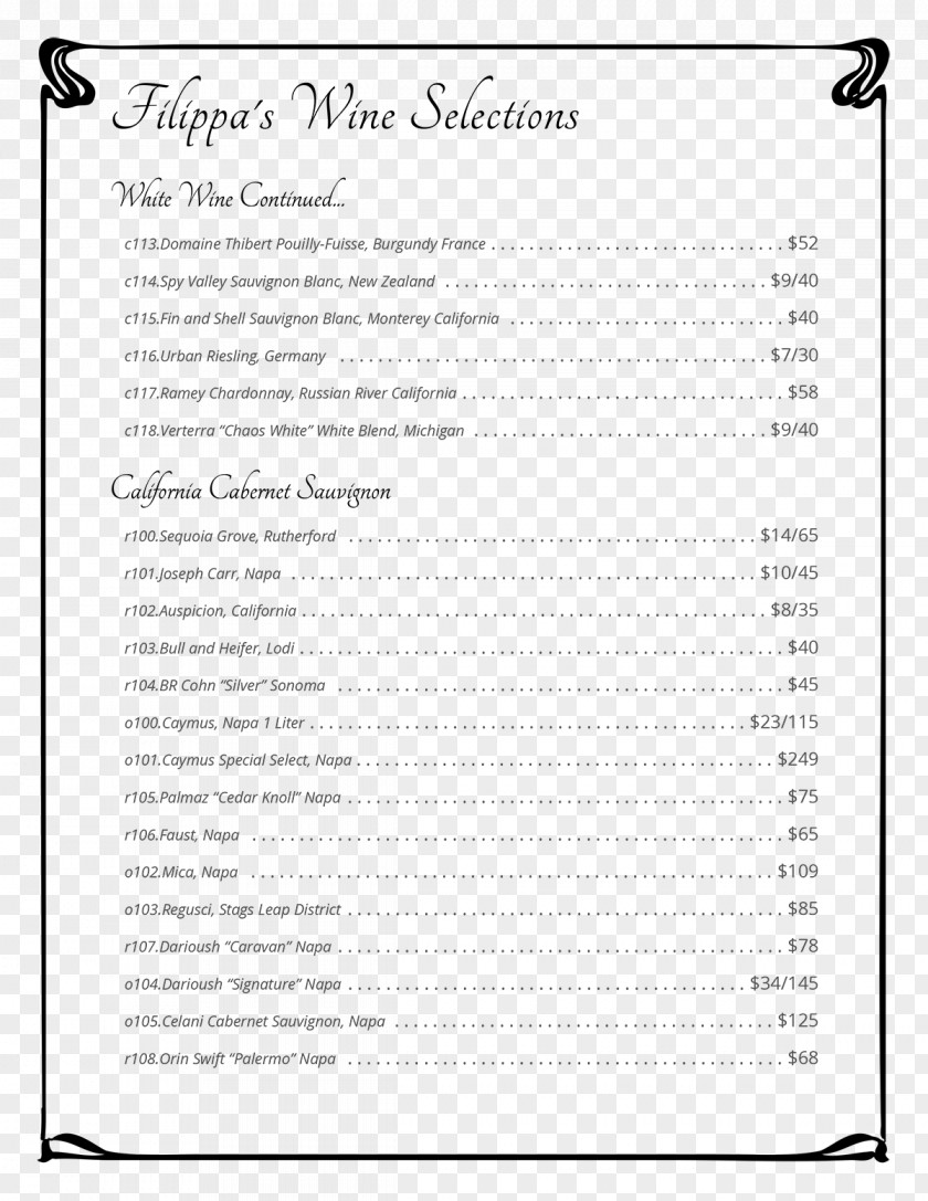 Wine List Document Line PNG