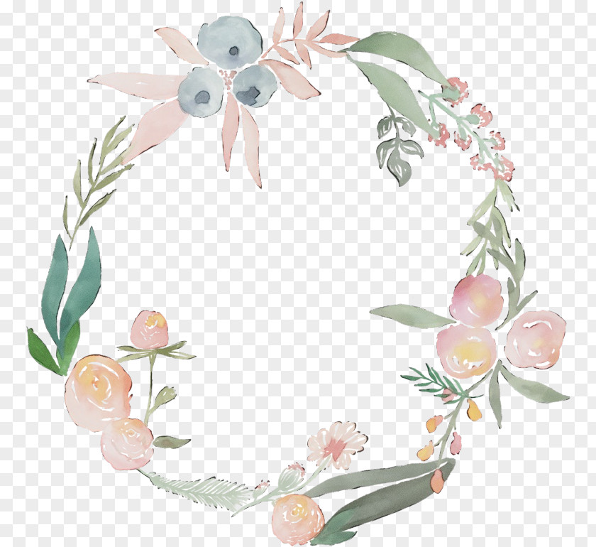 Plant Garland Watercolor Flower Wreath PNG