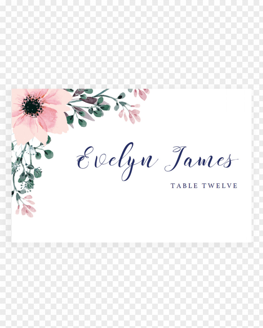 Watercolor Wedding Invitation Flower Place Cards Greeting & Note PNG