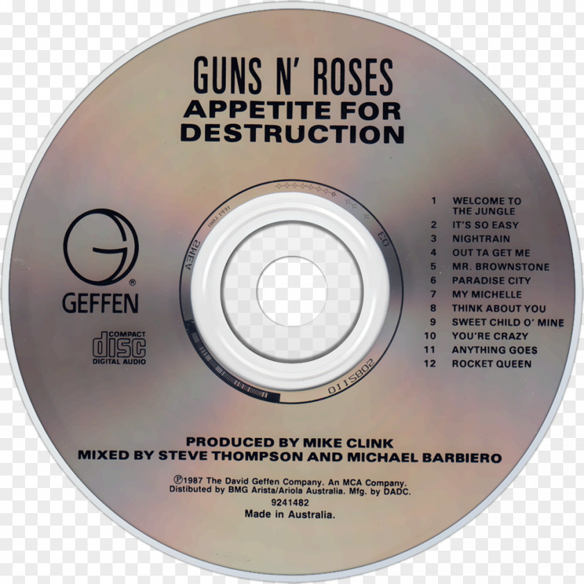 Compact Disc Appetite For Destruction Guns N' Roses Greatest Hits Music PNG disc for Music, guns roses clipart PNG