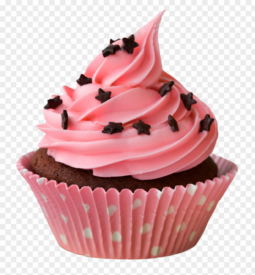Cream Muffin Food Cupcake Pink Buttercream Icing PNG