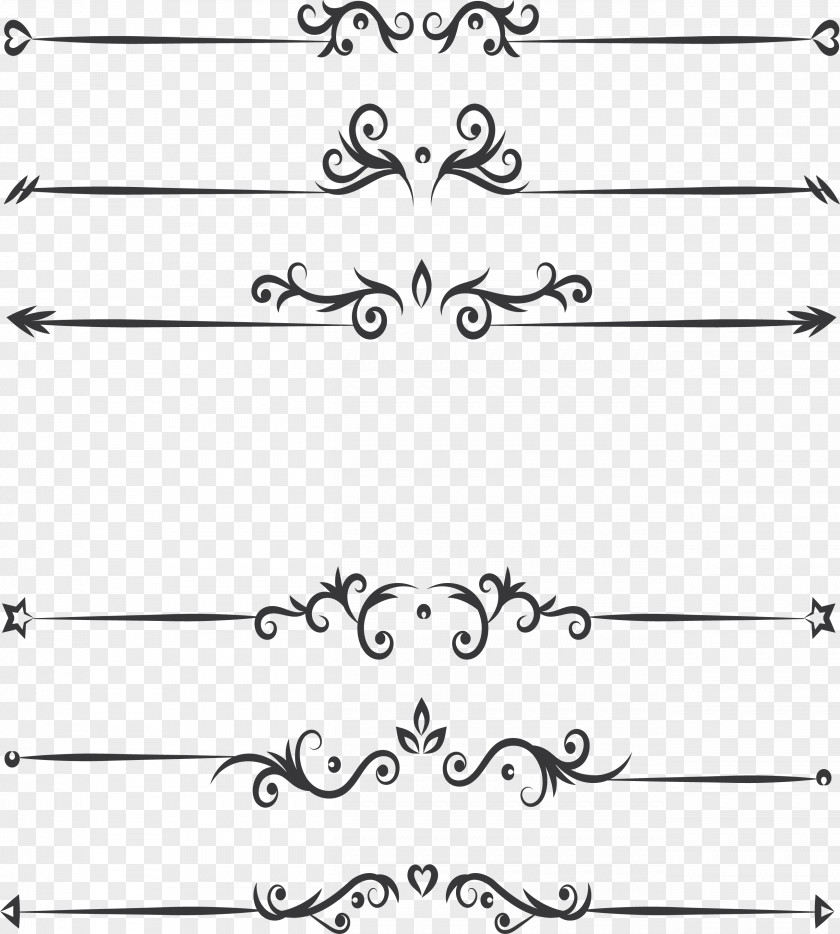 European Flower And Rattan Divider Ornament Clip Art PNG