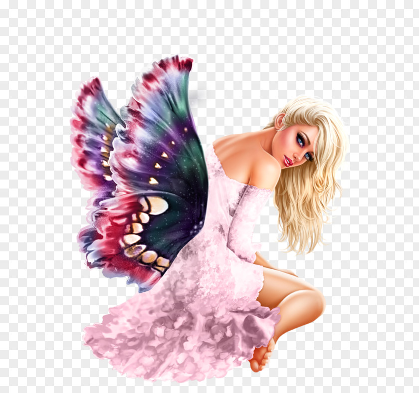 Europe And The United States Long Wings Gold Hair Model Illustration PNG