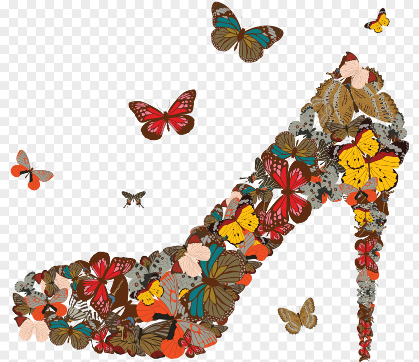 Butterfly High-heeled Shoe Pillow PNG