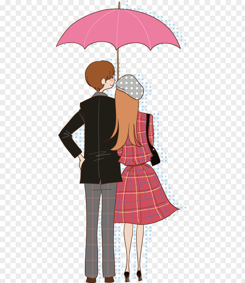 Couple Umbrella Significant Other Cartoon Illustration PNG
