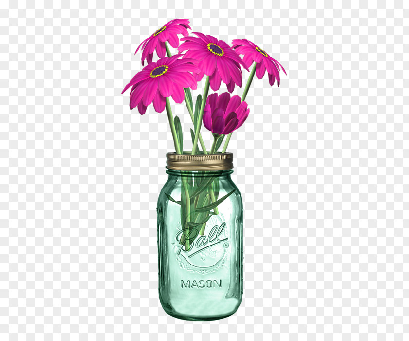 Jar Binks Floral Design Mason Vase Glass Bottle Cut Flowers PNG