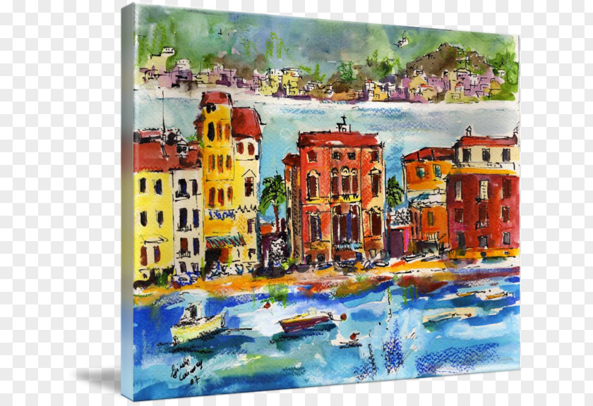 Painting Sestri Levante Watercolor Gallery Wrap Art PNG
