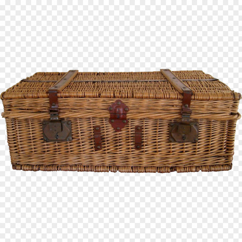 Travel Trunk Wicker Antique Basket PNG