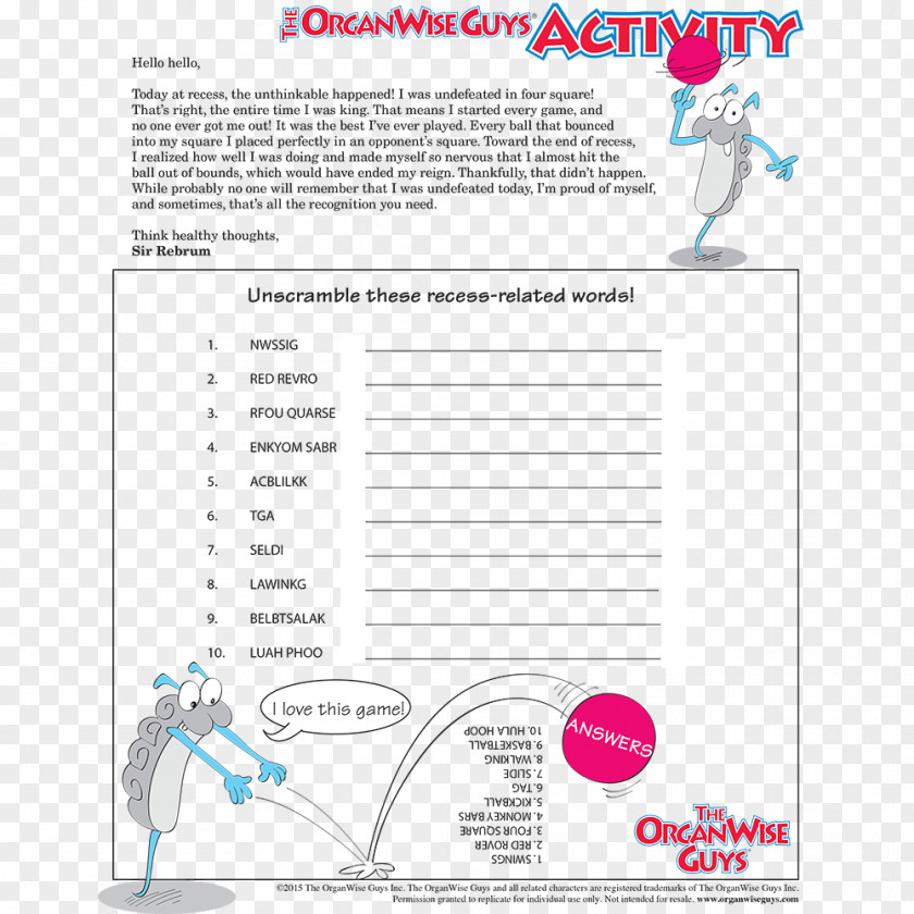 Child Worksheet Health Education The OrganWise Guys PNG