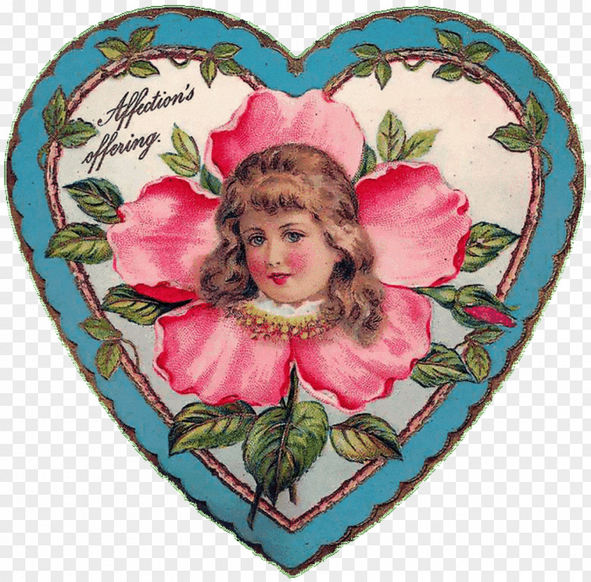 Valentine's Day Paper Decoupage Heart Victorian Era PNG