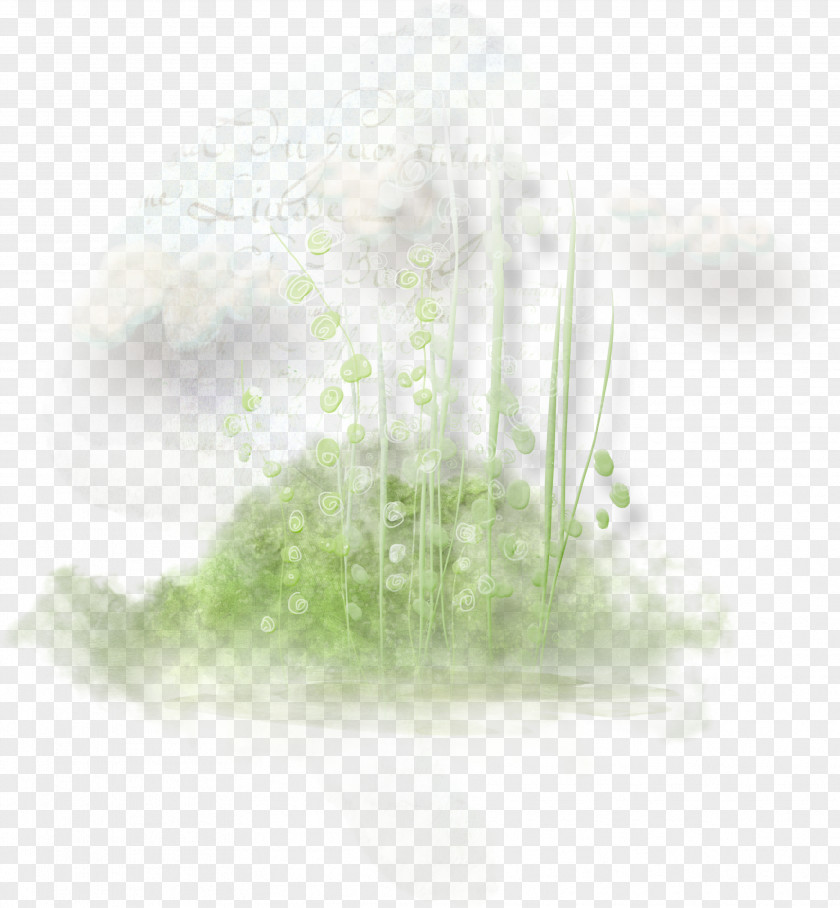 Hand-painted Clouds Foliage Grass Computer Pattern PNG