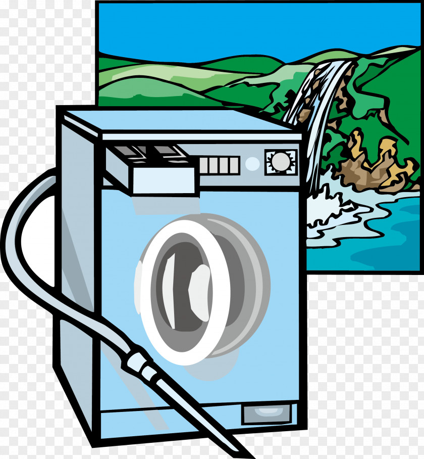 Blue Cartoon Washing Machine Home Appliance Electricity PNG