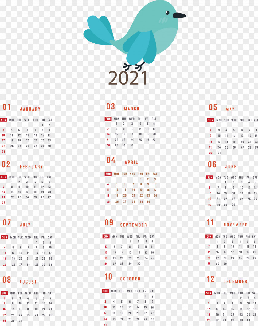 Printable 2021 Yearly Calendar PNG