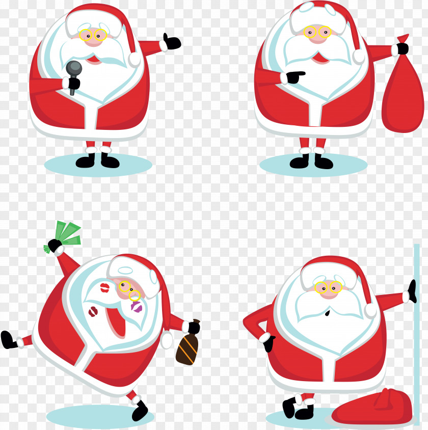 Santa Claus Candy Cane Gift PNG